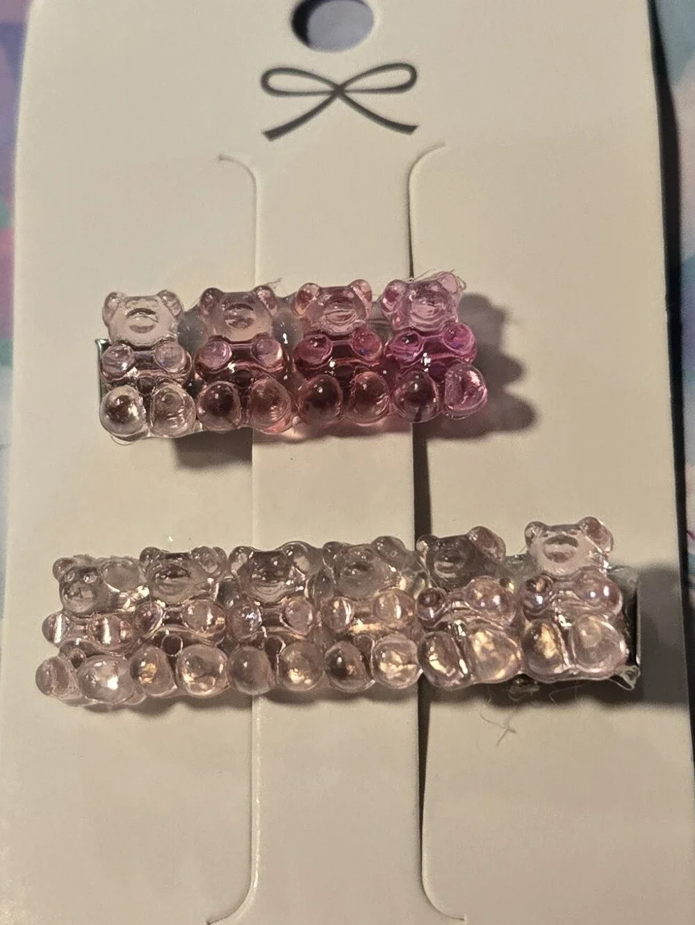 Handcrafted Pink Gummy Bear Hair Clips Set of 2